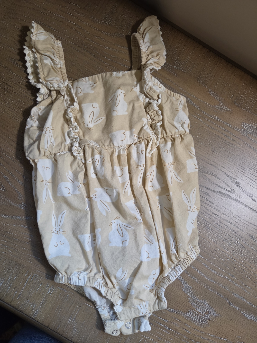 Carter's Cream and White Bunny Print One-Piece  18-24M